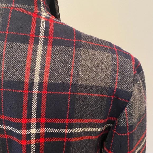 David Brooks Womens Vintage Wool Blue Red Gray Plaid Bomber Jacket / Size M - Picture 11 of 12